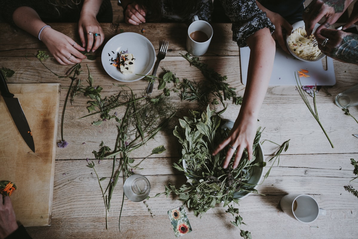 Fresh ingredients and healthy meal preparation setup